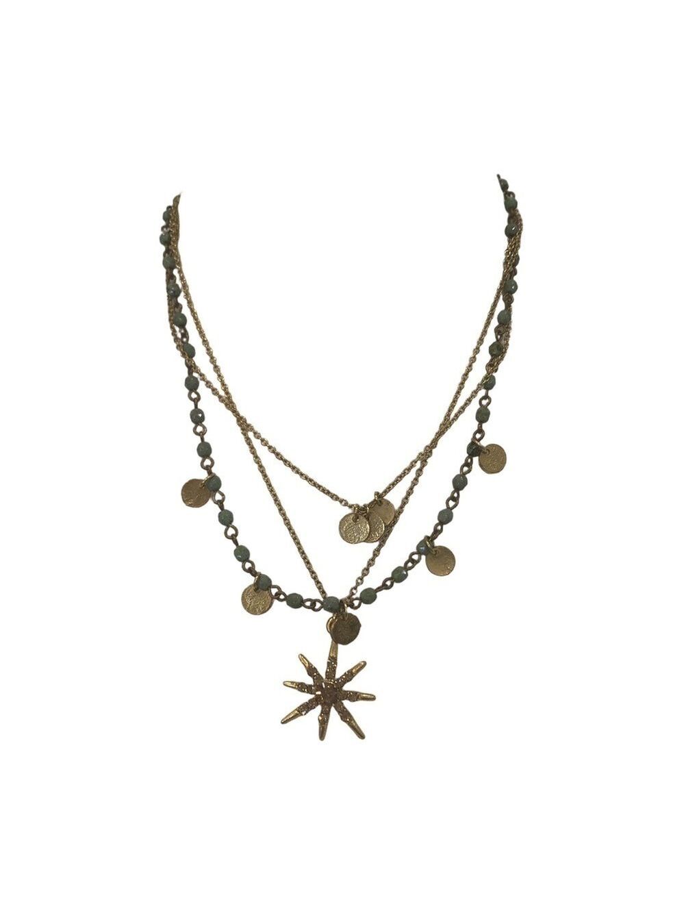 Gold Multi-Layered Star Pendant Necklace
